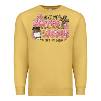 Antique Gold give me coffee jesus Premium Sweatshirt - MaliasSmallBusiness