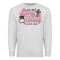 Dove Grey give me coffee jesus Premium Sweatshirt - MaliasSmallBusiness
