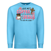Ocean Blue give me coffee jesus Premium Sweatshirt - MaliasSmallBusiness