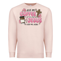Pale Pink give me coffee jesus Premium Sweatshirt - MaliasSmallBusiness