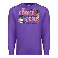Purple give me coffee jesus Premium Sweatshirt - MaliasSmallBusiness