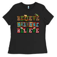 Black believe believe believe Ladies Tee - AdoDesignShop