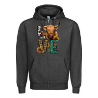 Charcoal Heather love long haired cow Zipper Hoodie - Jasminsmagicworld