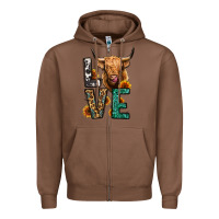 Chestnut love long haired cow Zipper Hoodie - Jasminsmagicworld