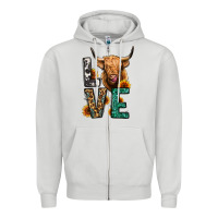 Dove Grey love long haired cow Zipper Hoodie - Jasminsmagicworld