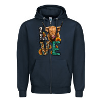Navy love long haired cow Zipper Hoodie - Jasminsmagicworld