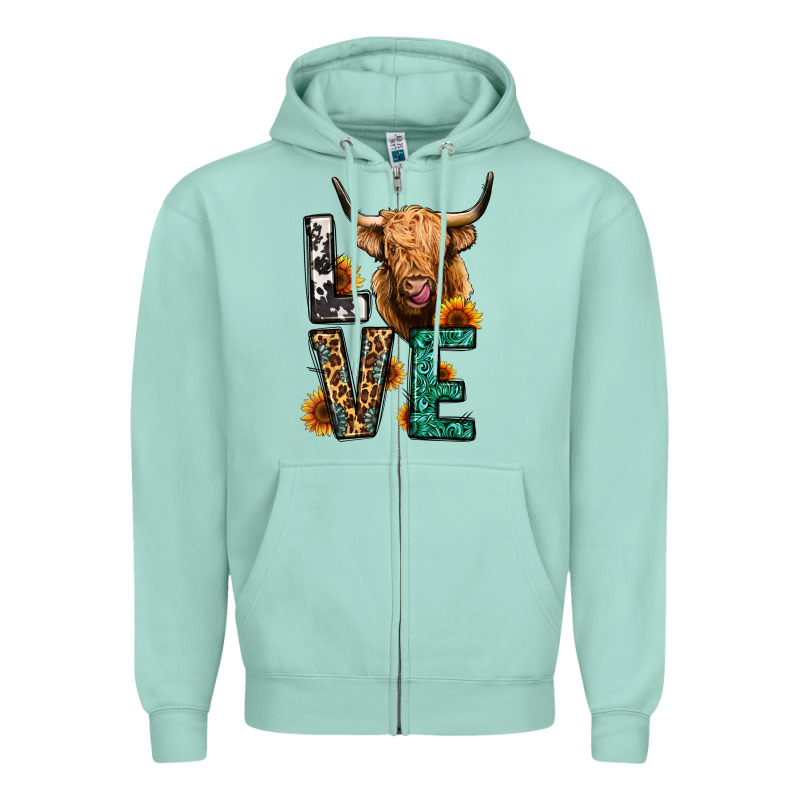 Love Long Haired Cow Zipper Hoodie by Jasminsmagicworld | Teevron