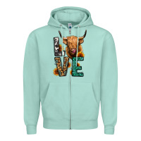 Seafoam love long haired cow Zipper Hoodie - Jasminsmagicworld