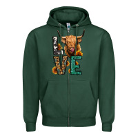 Sports Green love long haired cow Zipper Hoodie - Jasminsmagicworld