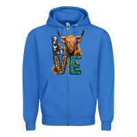True Royal love long haired cow Zipper Hoodie - Jasminsmagicworld