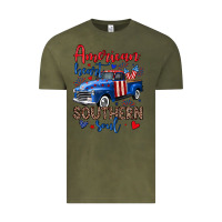 Vintage Olive American heart southern soul truck Vintage Tee - Neo Western