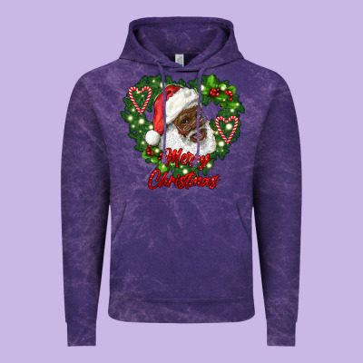 Merry Christmas African American Santa With Wreath Vintage Hoodie Designed By Ranaportraitstore