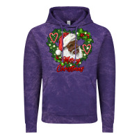 Cloud Purple merry christmas african american santa with wreath Vintage Hoodie - RanaPortraitStore