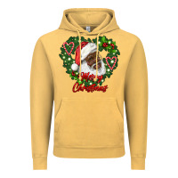 Vintage Mustard merry christmas african american santa with wreath Vintage Hoodie - RanaPortraitStore