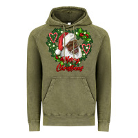 Vintage Olive merry christmas african american santa with wreath Vintage Hoodie - RanaPortraitStore