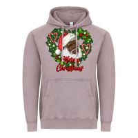 Vintage Zinc merry christmas african american santa with wreath Vintage Hoodie - RanaPortraitStore