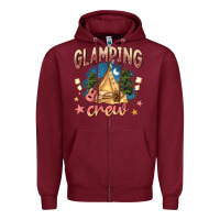 Burgundy glamping crew Zipper Hoodie - NancyCooperArtShop
