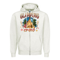 Oatmeal Heather glamping crew Zipper Hoodie - NancyCooperArtShop