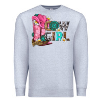 Heather Grey western cowgirl Premium Sweatshirt - NancyCooperArtShop