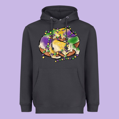 Mardi Gras King Cake Heavyweight Hoodie Designed By Maliassmallbusiness