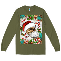 Army Green Christmas hippie skeleton santa Long Sleeve Tee - Artiststas