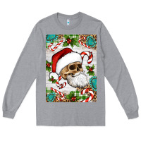 Heather Grey Christmas hippie skeleton santa Long Sleeve Tee - Artiststas
