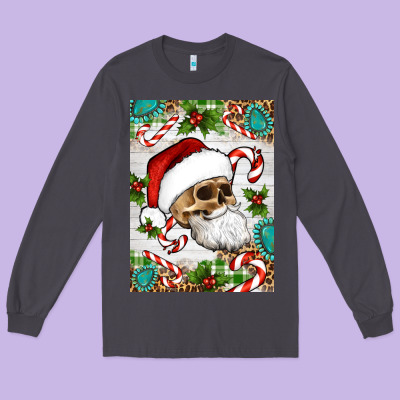 Christmas Hippie Skeleton Santa Long Sleeve Tee Designed By Artiststas
