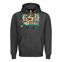 Charcoal Heather god is my refugee and strength Zipper Hoodie - NancyCooperArtShop
