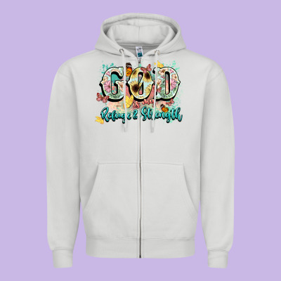 God Is My Refugee And Strength Zipper Hoodie Designed By Nancycooperartshop