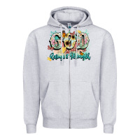 Heather Grey god is my refugee and strength Zipper Hoodie - NancyCooperArtShop