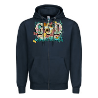 Navy god is my refugee and strength Zipper Hoodie - NancyCooperArtShop