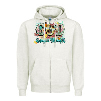 Oatmeal Heather god is my refugee and strength Zipper Hoodie - NancyCooperArtShop