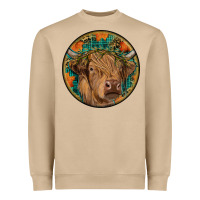 Fall Highland Cow Round Heavyweight Sweatshirt | Teevron