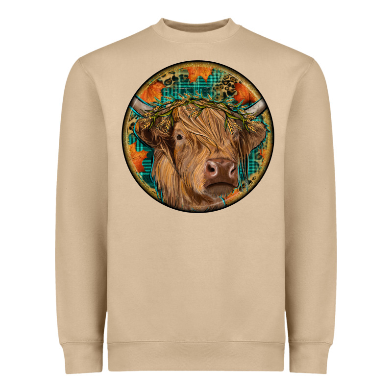 Fall Highland Cow Round Heavyweight Sweatshirt by RanaPortraitStore | Teevron