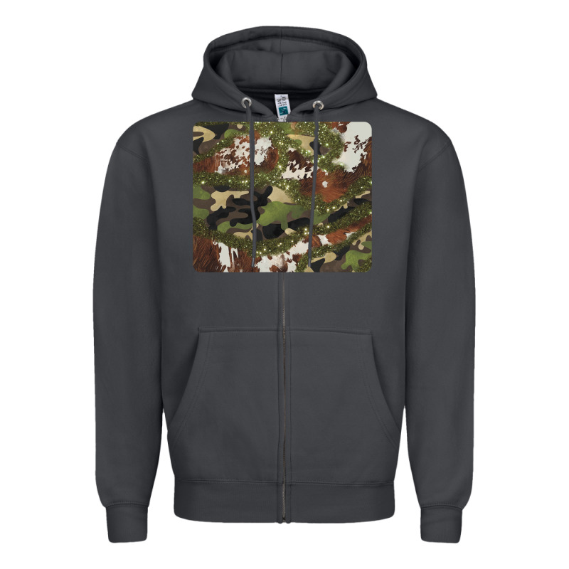 Black And Brown Cowhide Camouflage Zipper Hoodie by BarkalooDesign | Teevron