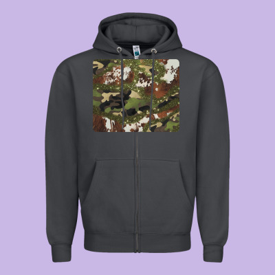 Black And Brown Cowhide Camouflage Zipper Hoodie Designed By Barkaloodesign