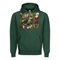 Sports Green black and brown cowhide camouflage Zipper Hoodie - BarkalooDesign