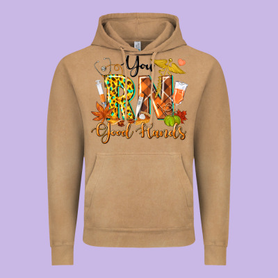 You Rn Good Hands Fall Vintage Hoodie Designed By Texasbilliewilder