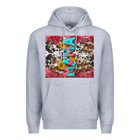 Heather Grey mama cowhide  sunflowers Premium Hoodie - LillyAllenDesigns