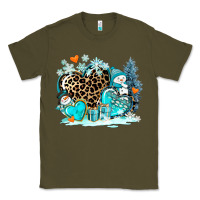 Army Green winter hearts with snowmans Classic Tee - AdoDesignShop