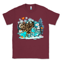 Burgundy winter hearts with snowmans Classic Tee - AdoDesignShop