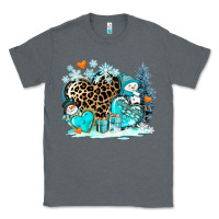 Charcoal Heather winter hearts with snowmans Classic Tee - AdoDesignShop
