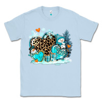 Dusty Blue winter hearts with snowmans Classic Tee - AdoDesignShop