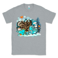 Heather Grey winter hearts with snowmans Classic Tee - AdoDesignShop