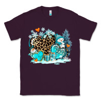 Plum winter hearts with snowmans Classic Tee - AdoDesignShop