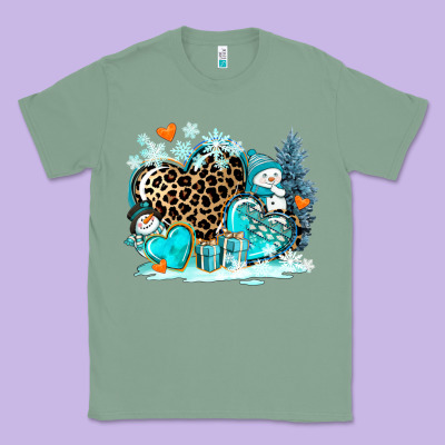 Winter Hearts With Snowmans Classic Tee Designed By Adodesignshop