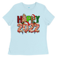 Baby Blue happy 2022 with christmas tree cake Ladies Tee - AdoDesignShop