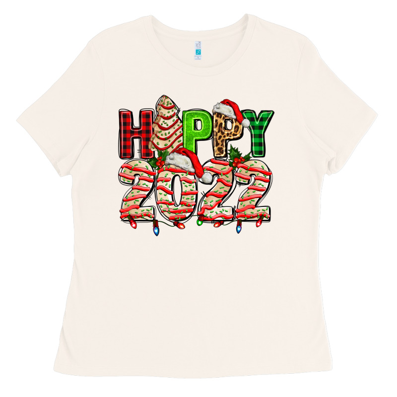 Happy 2022 With Christmas Tree Cake Ladies Tee by AdoDesignShop | Teevron