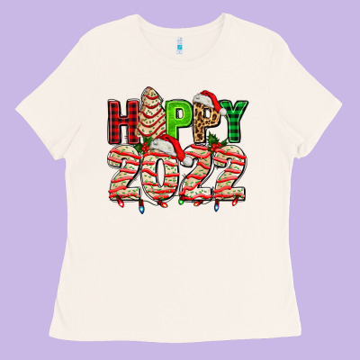 Happy 2022 With Christmas Tree Cake Ladies Tee Designed By Adodesignshop