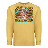 Antique Gold western cute cow with sunflower Premium Sweatshirt - NancyCooperArtShop